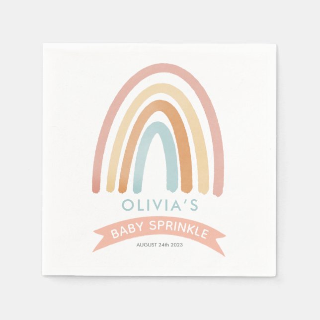 Mädchen Niedlich Pink Boho Rainbow Baby Sprinkle Serviette (Vorderseite)