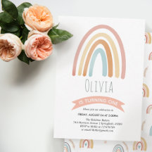 Mädchen Niedlich Pink Boho Rainbow Erster Geburtst