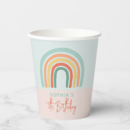 Mädchen Niedlich Pink Boho Rainbow Kindergeburtsta Pappbecher