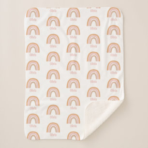 Mädchen Niedlich Pink Boho Wasserfarbe Regenbogenn Sherpadecke
