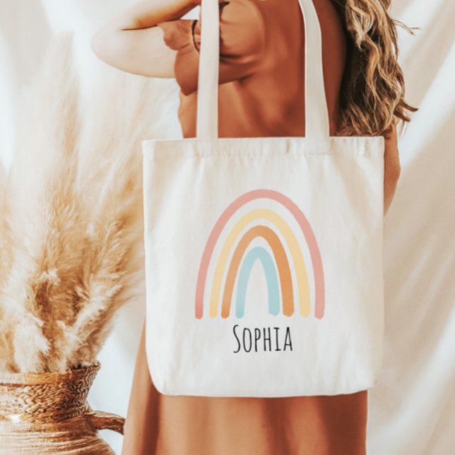 Mädchen Niedlich Pink Boho Wasserfarben Rainbow Ki Tragetasche (Von Creator hochgeladen)