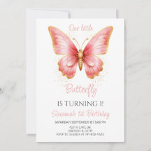 Mädchen Niedlich Pink Butterfly 1. Geburtstag Part