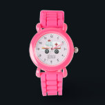 Mädchen Niedlich Pink Doktor Krankenwagen Kinder Armbanduhr<br><div class="desc">Diese niedliche und moderne Kinderuhr verfügt über einen Krankenwagen-Cartoon und einen Platz,  wo Sie Ihren Mädchennamen hinzufügen können. Perfekt für jedes Kind,  das davon träumt,  Arzt oder Sanitäter zu sein! Mit klaren Zahlen und einem rosa Hintergrund ist diese Uhr ideal für einen kleinen,  der lernt,  die Zeit zu erzählen.</div>