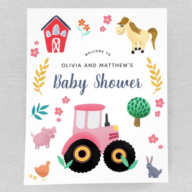 Mädchen Niedlich Pink Farm Baby Dusche Begrüßungsz Poster (Von Creator hochgeladen)