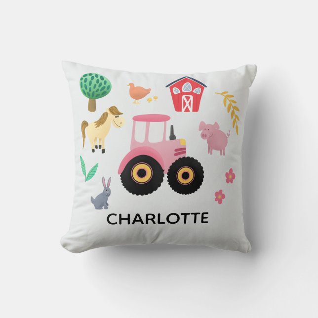 Mädchen Niedlich Pink Farm Tiertrainer Kinder Kind Kissen (Vorderseite)