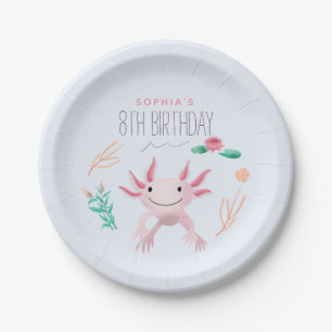 Mädchen Niedlich Pink Kawaii Axolotl Geburtstag Pappteller