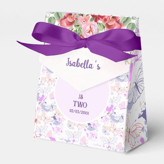 Mädchen Niedlich Pink Lila Butterfly Kindergeburts Geschenkschachtel (Vorderseite)