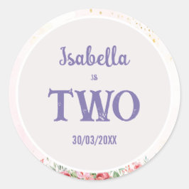 Mädchen Niedlich Pink Lila Butterfly Kindergeburts Runder Aufkleber