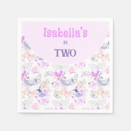 Mädchen Niedlich Pink Lila Butterfly Kindergeburts Serviette