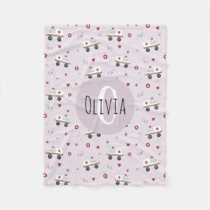 Mädchen Niedlich Pink Paramedic Ambulance Muster K Fleecedecke