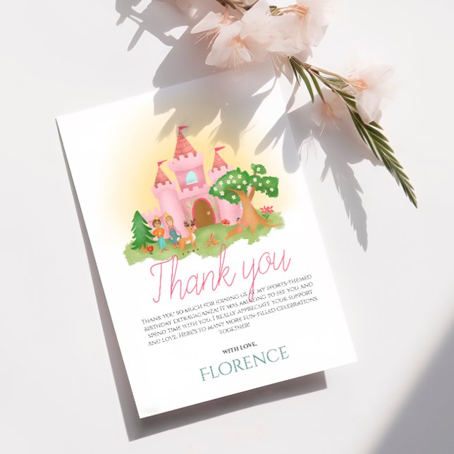 Mädchen Niedlich Pink Princess Kindergeburtstag Dankeskarte (Von Creator hochgeladen)