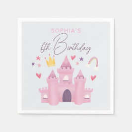 Mädchen Niedlich Pink Princess Palace Kinder 6. Ge Serviette