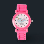 Mädchen Niedlich Rainbow Narwhal Cartoon und Name  Armbanduhr<br><div class="desc">Diese wunderschöne Kinderuhr besticht durch einen bezaubernden,  handgezeichneten Regenbogen-Narwal-Cartoon. In diesem farbenfrohen Design können Sie auch Ihren Mädchennamen hinzufügen. Mit klaren,  leicht lesbaren Zahlen ist diese "erste" Uhr ideal für diejenigen,  die gerade erst mit dem Lernen beginnen. Das perfekte Ozeandesign für Ihre Kleine!</div>