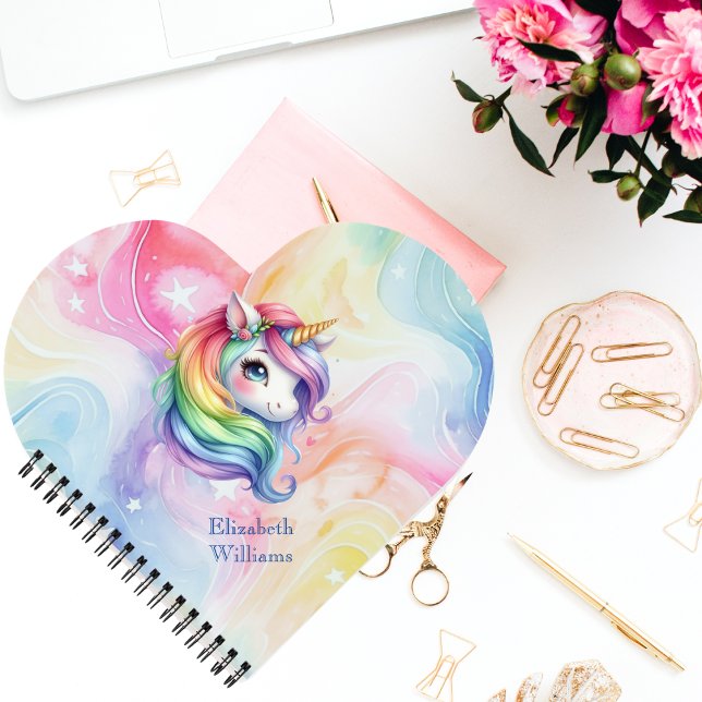 Mädchen Niedlich Rainbow Unicorn Individuelle Name Notizbuch (Von Creator hochgeladen)