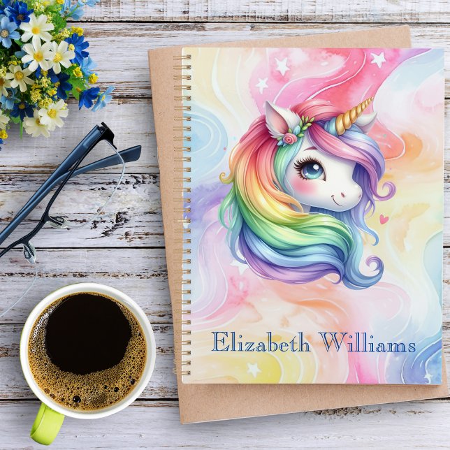 Mädchen Niedlich Rainbow Unicorn Individuelle Name Planer (Von Creator hochgeladen)