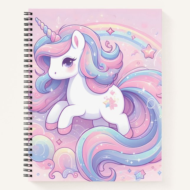 Mädchen Niedlich Rainbow Unicorn Notizbuch (Vorderseite)