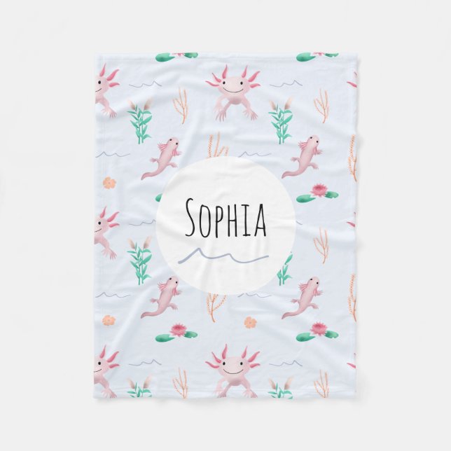 Mädchen Niedlich rosa Axolotl River Pattern Kinder Fleecedecke (Vorderseite)