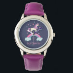 Mädchen Niedlich Rosa Lila Rainbow Unicorn Armbanduhr<br><div class="desc">Eine niedliche personalisierte Mädchen rosa und lila Regenbogen einhornen Uhr. Personalisieren Sie es für Ihr kleines Mädchen. Gut für die Rückkehr zur Schule. Entworfen für Sie von BlackBerry Boulevard.</div>