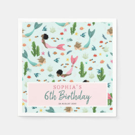 Mädchen Niedlich rosa Magie unter dem Meer Geburts Serviette