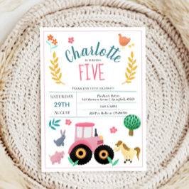 Mädchen Niedlich rosa Rustikale Bauerntrappe Gebur Einladung