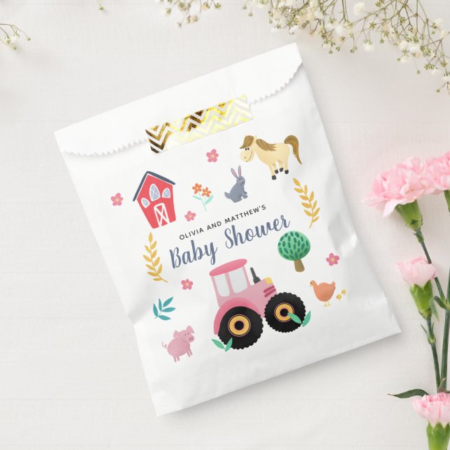 Mädchen Niedlich rosa Rustikale Farm Traktor Babyd Geschenktütchen (Versiegelt)