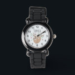 Mädchen Niedlich schlafend Schlaf Schlaf Tier und  Armbanduhr<br><div class="desc">Diese wunderschöne und gürtelige Kinderuhr besticht durch einen schönen,  schlafenden,  schlampigen Cartoon mit Blume und Blätter und leicht lesbaren Zahlen. Dieses hübsche Design bietet auch einen Platz,  wo Sie Ihren Mädchennamen hinzufügen können. Das perfekte Dschungelmotiv,  Wildlife Design für Ihre Kleinen!</div>