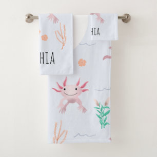 Mädchen Niedlich und modern rosa Axolotl Muster K Badhandtuch Set
