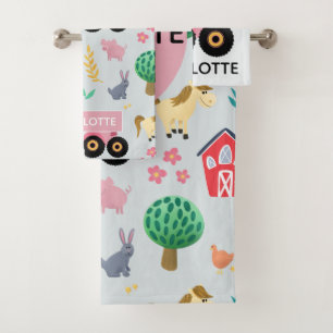 Mädchen Niedlich und modern rosa Farm Traktor Must Badhandtuch Set