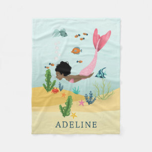 Mädchen Niedlich und Whimsical Magical Afro Meerju Fleecedecke