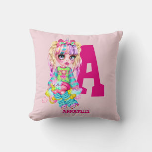 Mädchen Niedlich Unicorn Personalisiert Monogramm Kissen