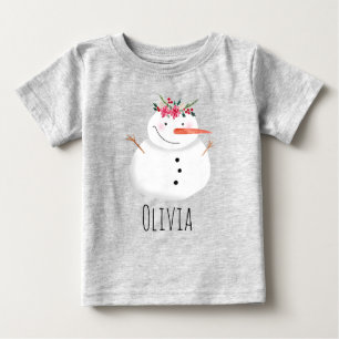 Mädchen Niedlich Weihnachten Blume Snowman und Na Baby T-shirt
