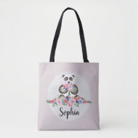 Mädchen Niedliche Aquarellfarben Blume Panda Bären