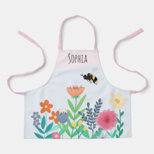 Mädchen Niedliche Biene und Blume mit Namen Kinder Schürze