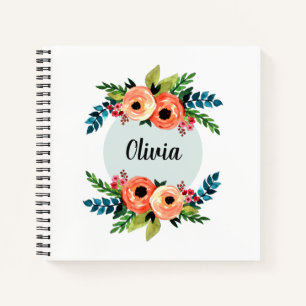 Mädchen Niedliche Blume mit Blumenwasser und Name Notizbuch