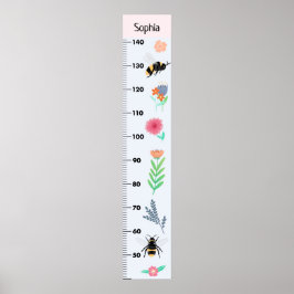 Mädchen Niedliche Blume und BienenCM-Wachstumsdiag Poster