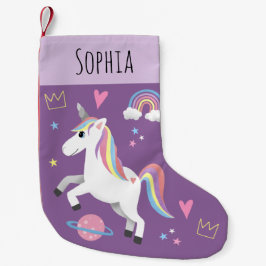Mädchen Niedliche Lila Einhorn Regenbogen & Name K Kleiner Weihnachtsstrumpf