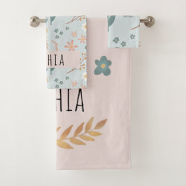 Mädchen Niedliche Pastel florales botanisches Must Badhandtuch Set