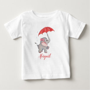 Mädchen Niedliche Wasserfarbe Elefant Individuelle Baby T-shirt