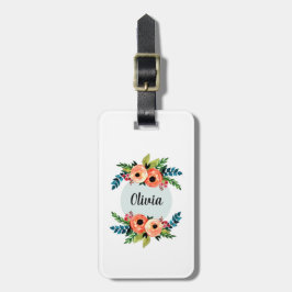 Mädchen Niedliche Wasserfarben Blume und Kinder be Gepäckanhänger