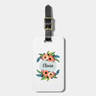 Mädchen Niedliche Wasserfarben Blume und Kinder be Gepäckanhänger