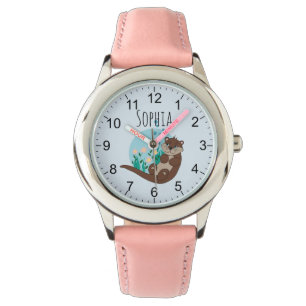 Mädchen Niedlichen Cartoon Blume und Kinder Armbanduhr