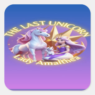 Mädchen niedlichen lila magischen Einhorn-T - Shir Quadratischer Aufkleber