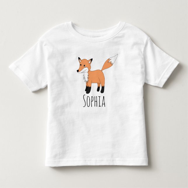 Mädchen Niedlichen Waldwald Fox und Name Kleinkind T-shirt (Vorderseite)