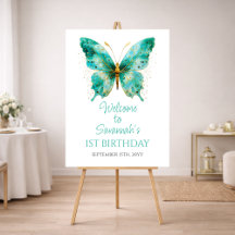 Mädchen Niedlicher Aquamariner Schmetterling 1. Ge