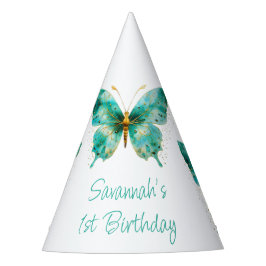 Mädchen Niedlicher Aquamariner Schmetterling 1. Ge Partyhütchen