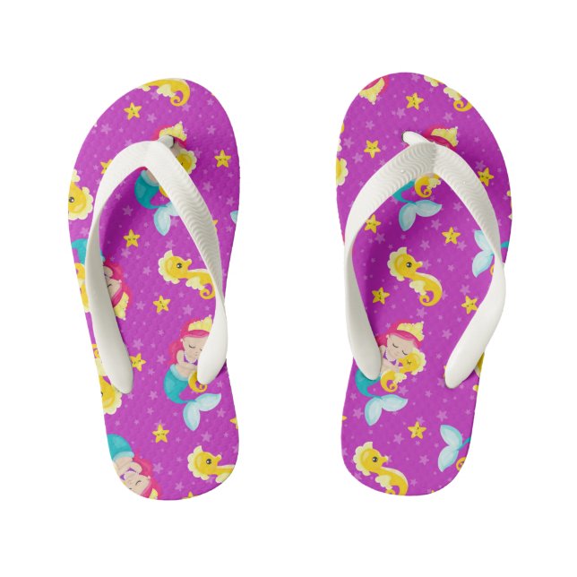 Mädchen niedliches Meerjungmuster Flip Flops (Fußbett)