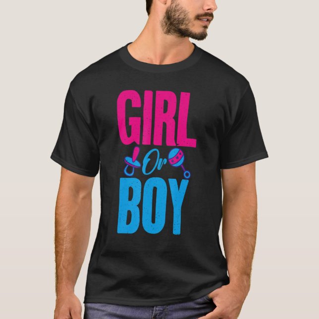 Mädchen oder Junge bald Eltern von rosa oder blaue T-Shirt (Vorderseite)