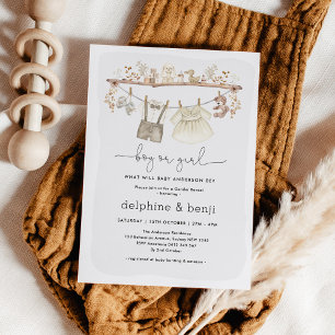 Mädchen oder Junge Mute Boho Gender Reveal Baby Einladung