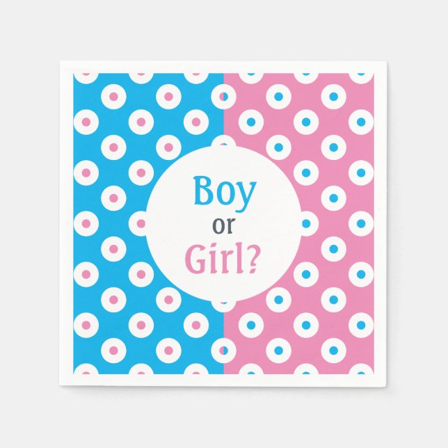 Mädchen oder Junge? Pink & Blue Polka-Dot Gender R Serviette (Vorderseite)