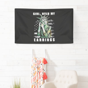 Mädchen, Ohrringe, Liberalstatus Amerikaner Banner